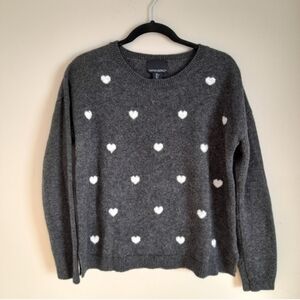 Cynthia Rowley Charcoal Sweater with White Heart Accents